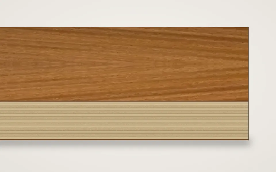 Afrormosia furnierte Multiplexplatte (Birke) 19 mm – 600 × 800 mm, Zuschnitt nach Maß