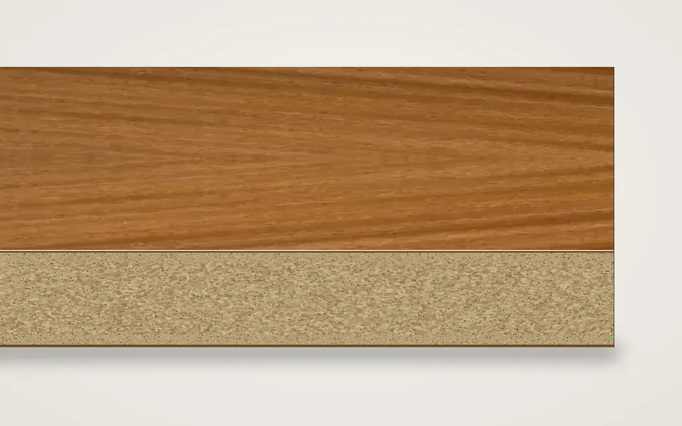 Afrormosia furnierte Spanplatte 19 mm – 600 × 800 mm, Zuschnitt nach Maß