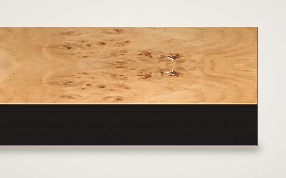 Eiche Maser furnierte MDF-Platte schwarz durchgefärbt 20 mm – 600 × 800 mm, Zuschnitt nach Maß