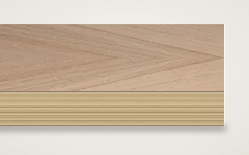 Kernbuche gedämpft furnierte Multiplexplatte (Birke) 19 mm – 500 × 1000 mm, Zuschnitt nach Maß