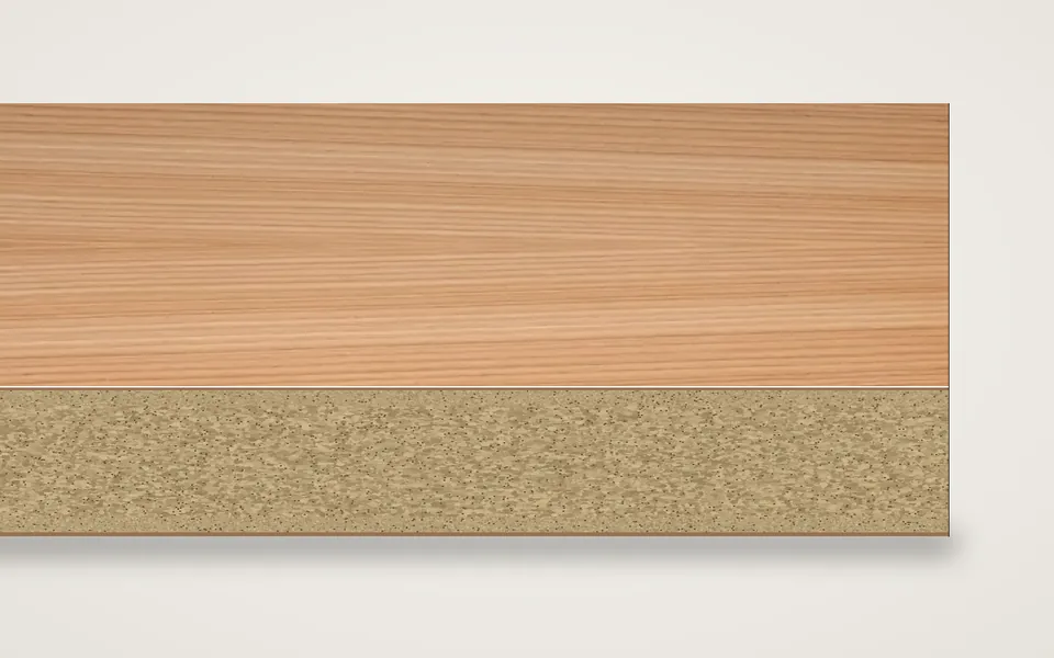 Lärche furnierte Spanplatte 19 mm – 600 × 800 mm, Zuschnitt nach Maß