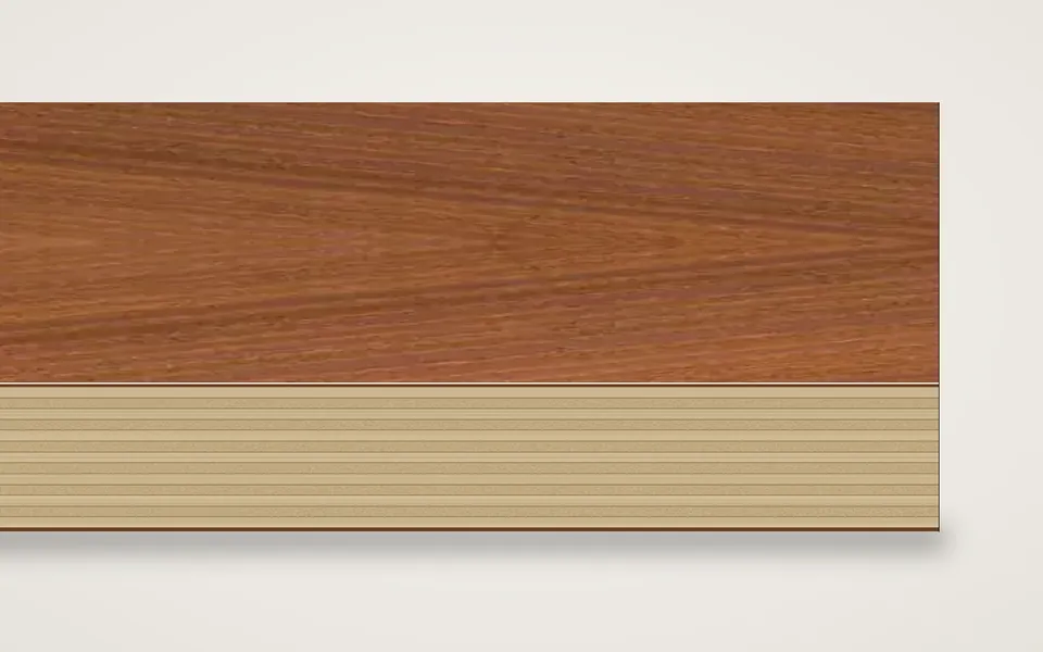 Mahagoni, Sapelli furnierte Multiplexplatte (Birke) 19 mm – 600 × 800 mm, Zuschnitt nach Maß