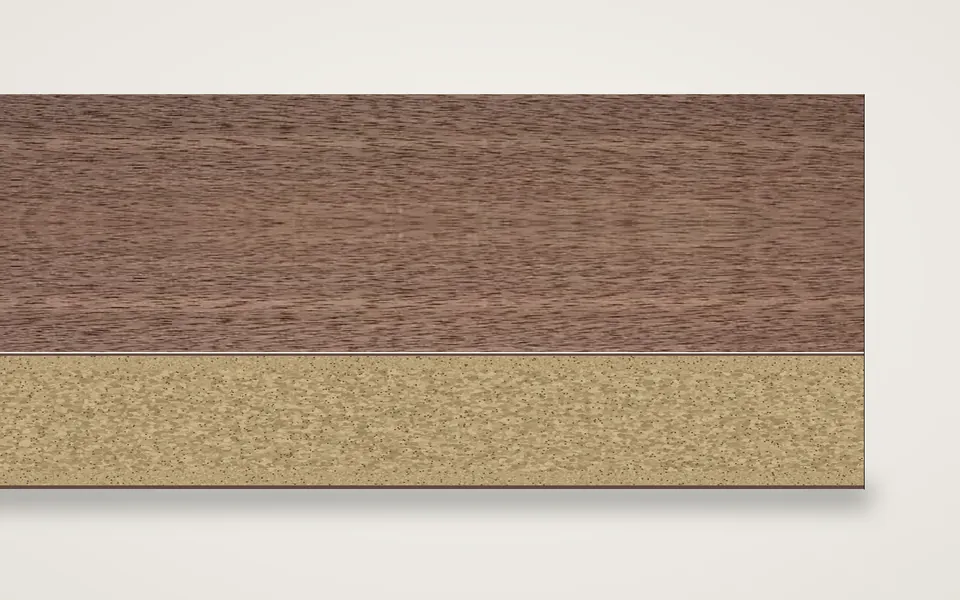 Nussbaum amerikanisch furnierte Spanplatte 19 mm – 600 × 800 mm, Zuschnitt nach Maß