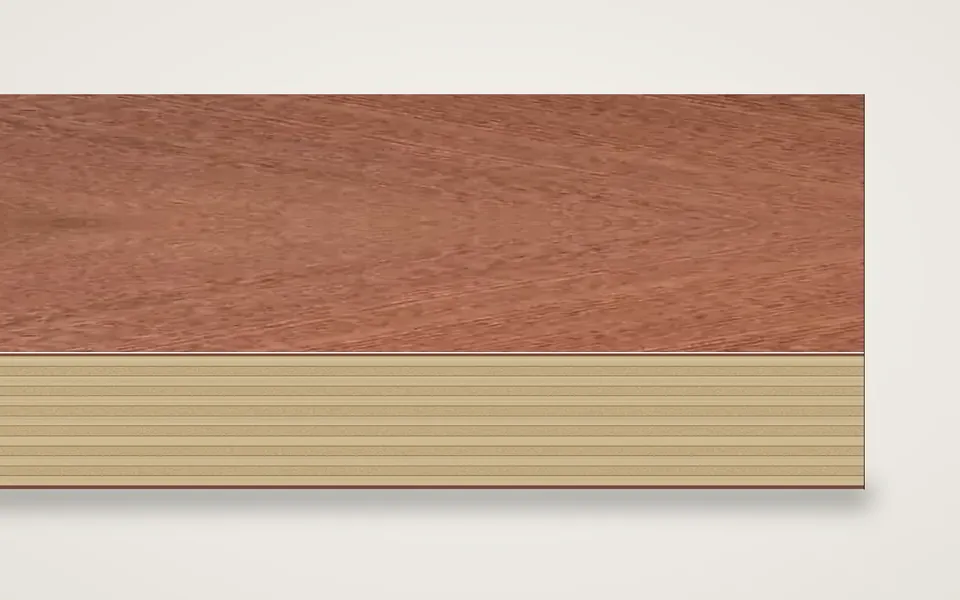 Sapelli furnierte Multiplexplatte (Birke) 19 mm – 600 × 800 mm, Zuschnitt nach Maß