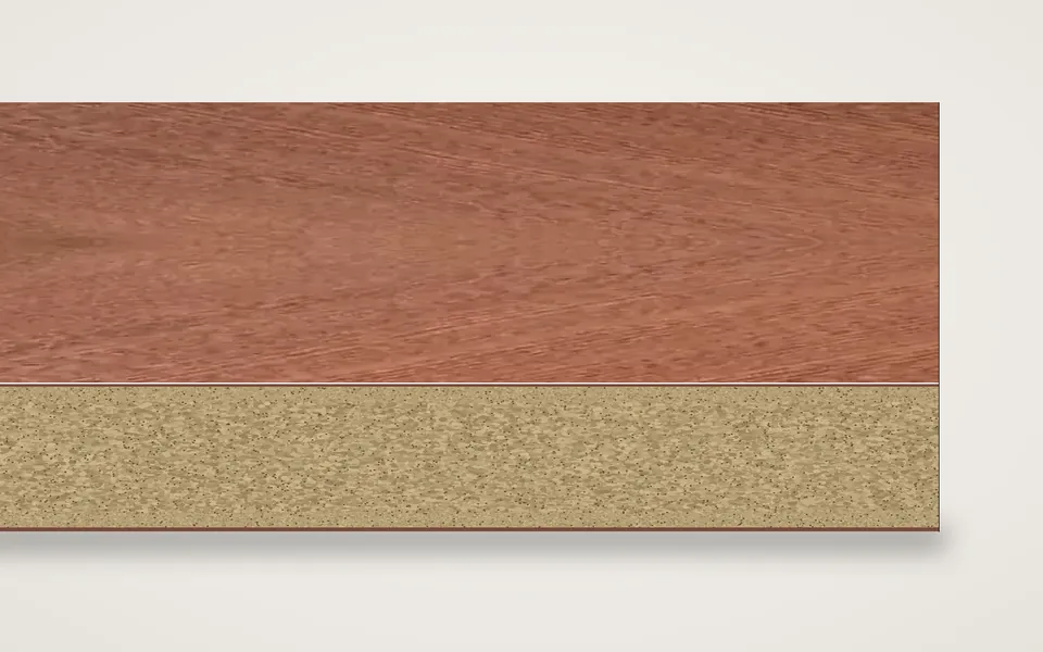 Sapelli furnierte Spanplatte 19 mm – 600 × 800 mm, Zuschnitt nach Maß