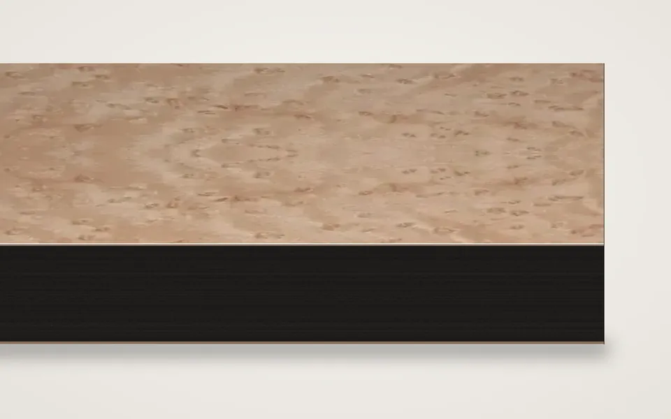Vogelaugenahorn furnierte MDF-Platte schwarz durchgefärbt 20 mm – 600 × 800 mm, Zuschnitt nach Maß